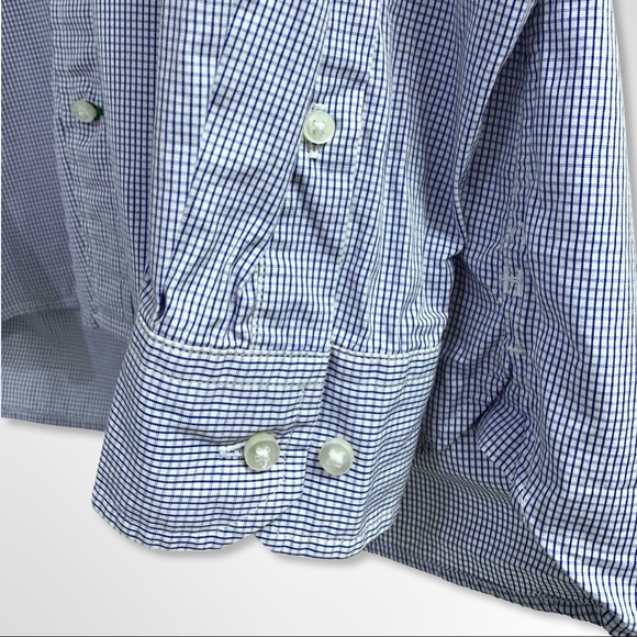 TOMMY HILFIGER • Men’s Custom Fit Blue, White Long Sleeve Checkered 80s 2PLY - Picture 10 of 13